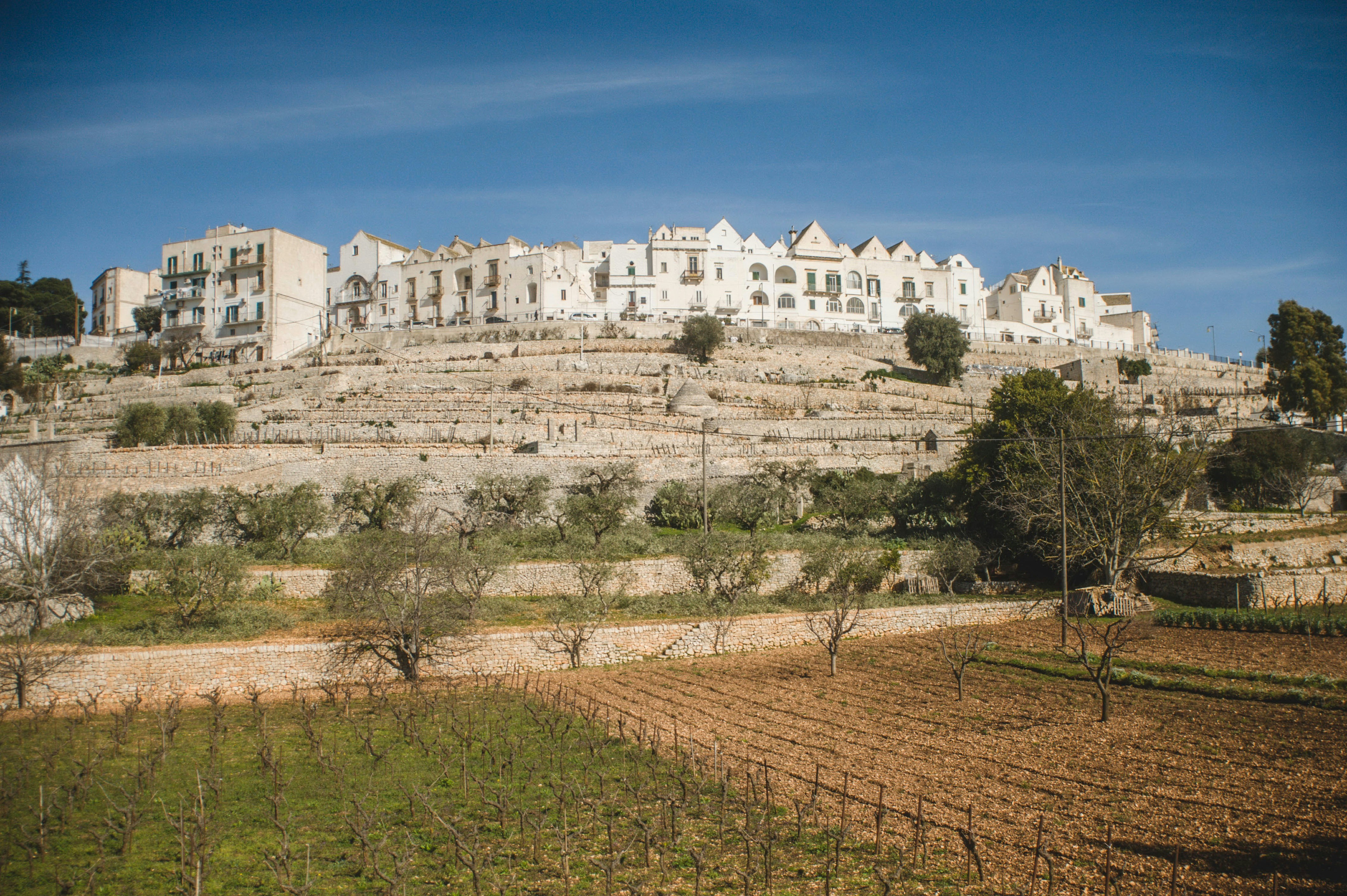 a large white building sitting on top of a hill, 