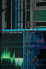 a close up of a computer screen with a lot of data on it