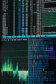 a close up of a computer screen with a lot of data on it