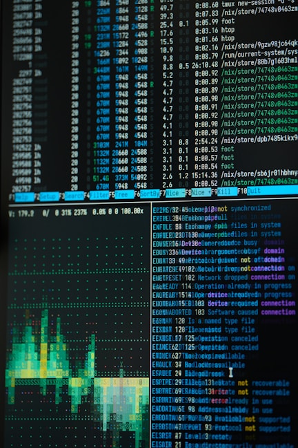 a close up of a computer screen with a lot of data on it