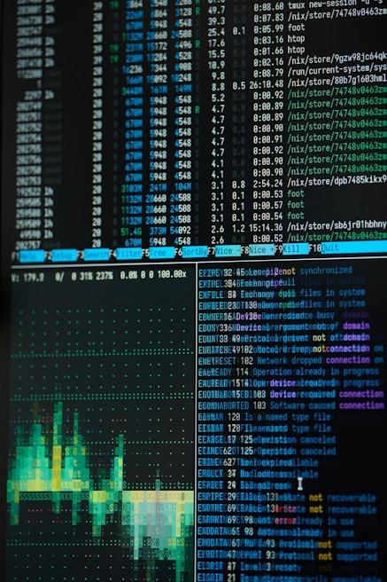 a close up of a computer screen with a lot of data on it