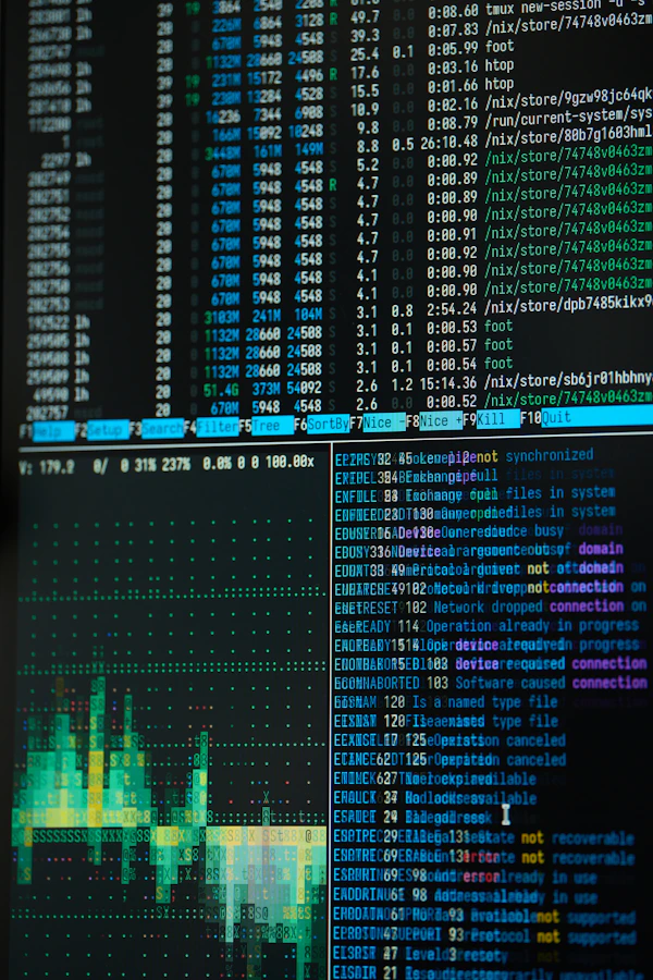 A close up of a computer screen with a lot of data on it