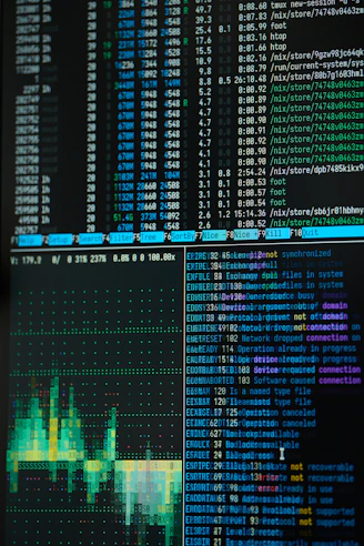 a close up of a computer screen with a lot of data on it