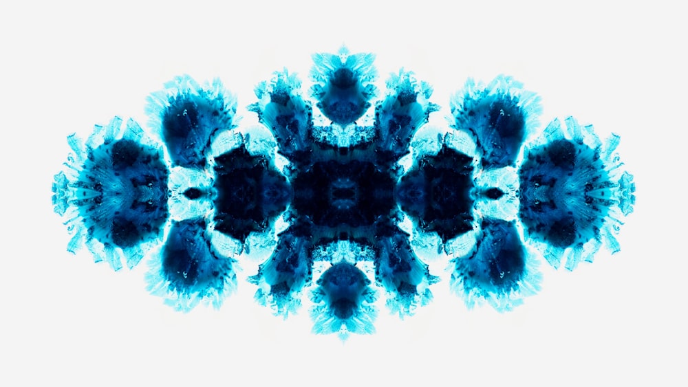 an abstract image of blue and white flowers