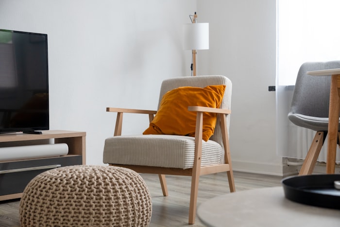 Fauteuil club en lin naturel