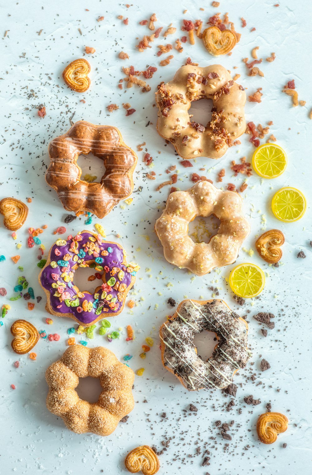 a bunch of doughnuts that are on a table