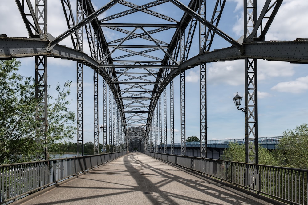 a view of a bridge from the bottom of the bridge