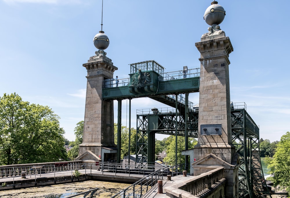 a bridge that has a clock on it