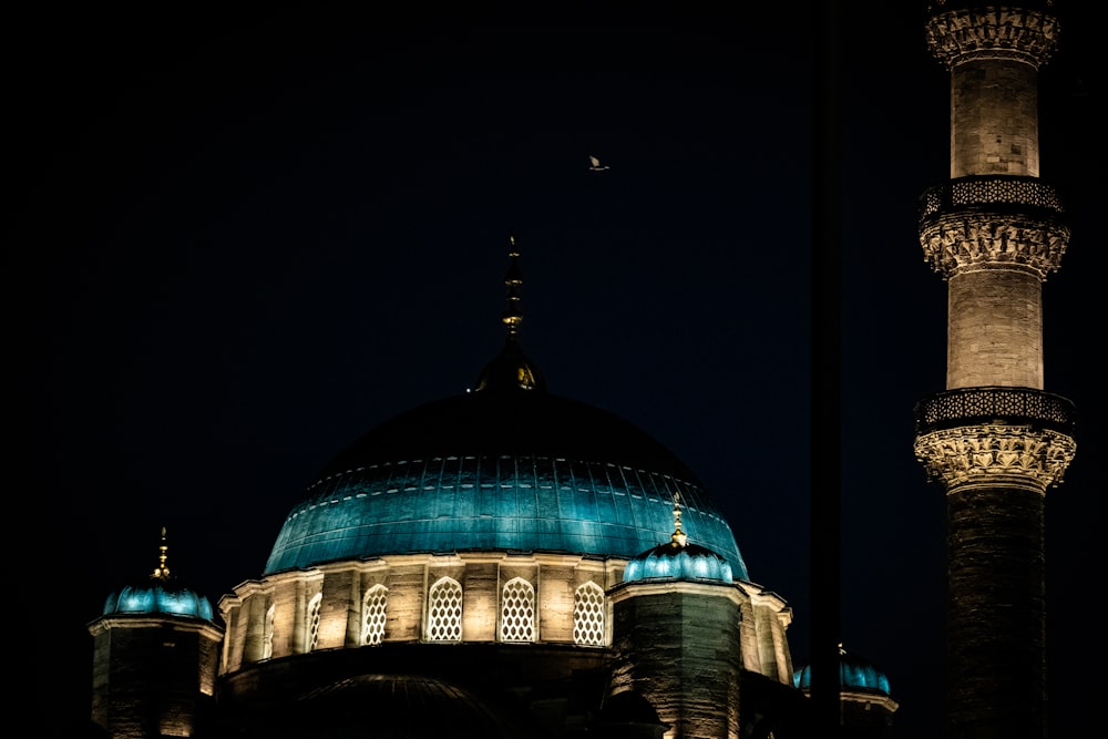 a large blue dome on top of a building