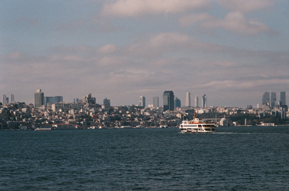 a large boat in a large body of water