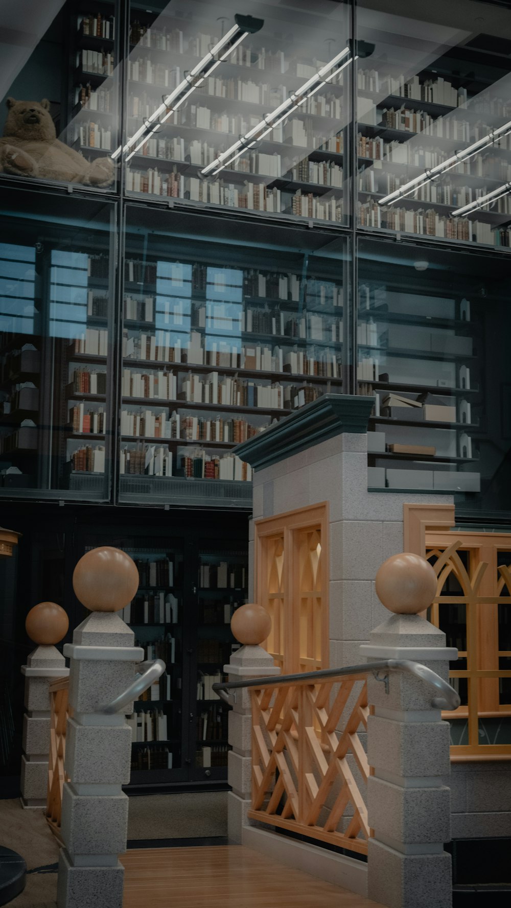 a room filled with lots of books on shelves