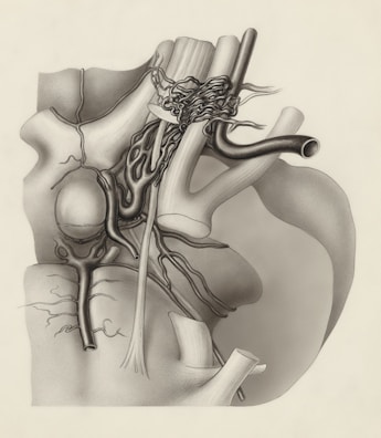 a drawing of a heart with a vein running through it