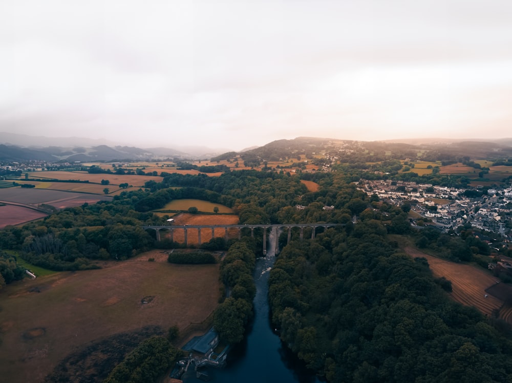 a river running through a lush green countryside