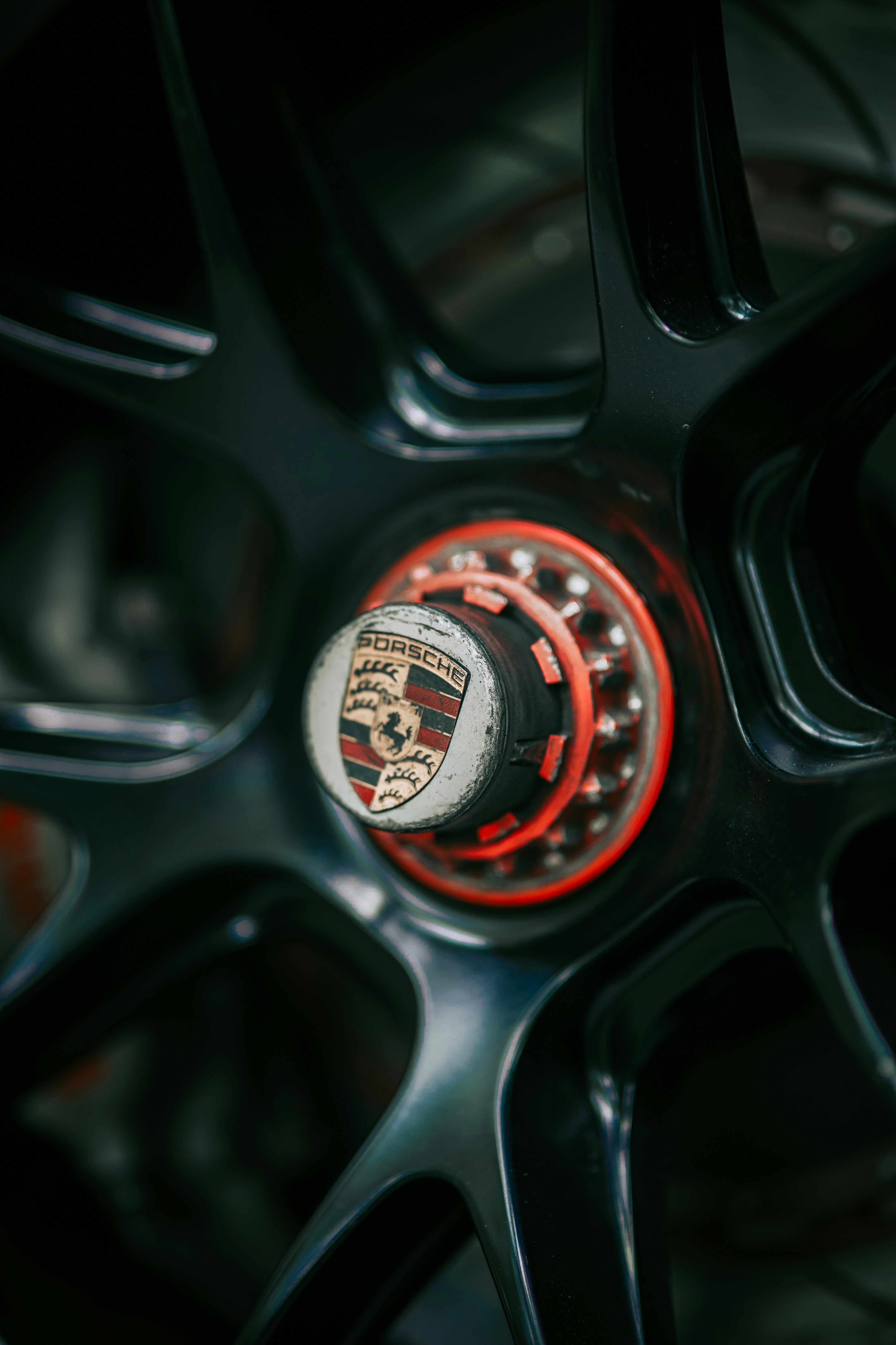 a close up of a wheel on a car