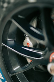 a close up of a tire on a racing car