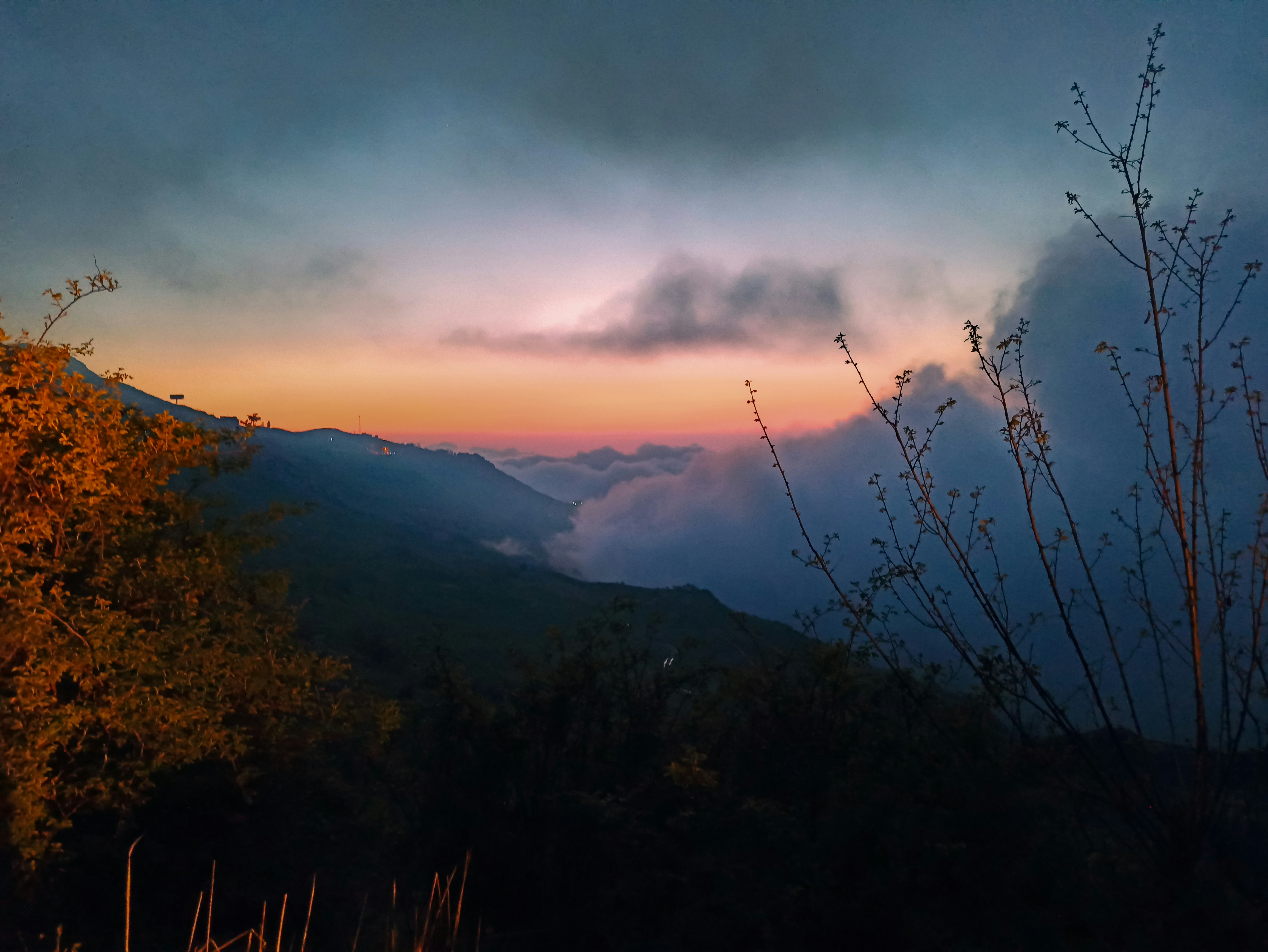 Mountain landscape at dusk with colorful sky perfect for a summer celebration