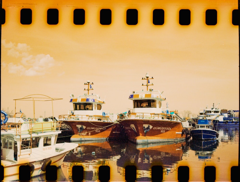 a couple of boats that are sitting in the water