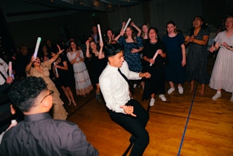a group of people on a dance floor
