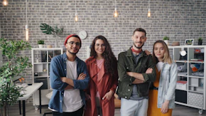 a group of people standing next to each other
