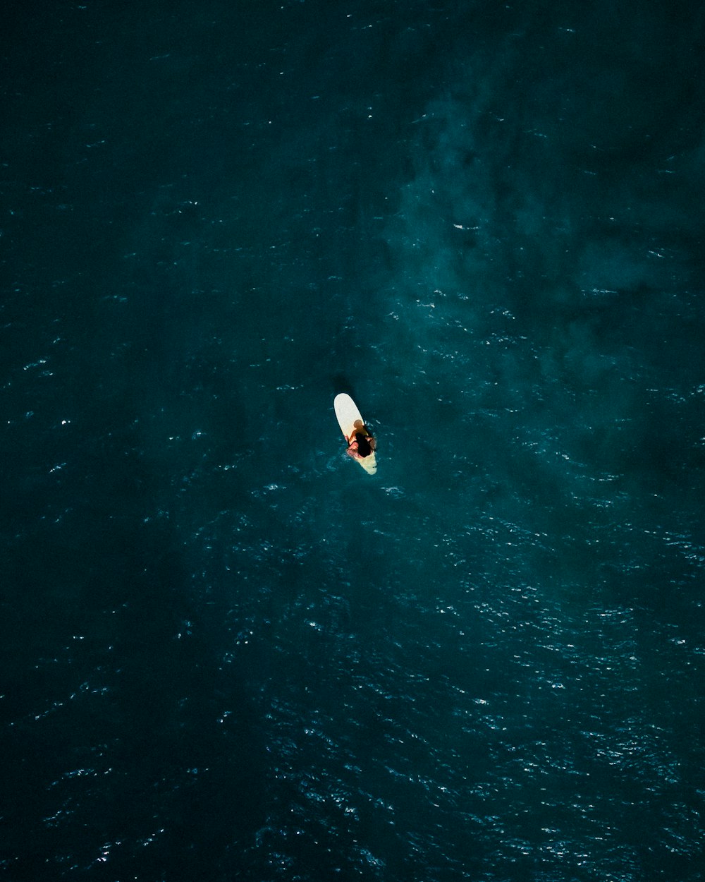 a person on a surfboard in the middle of the ocean