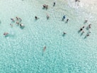 a group of people swimming in a body of water