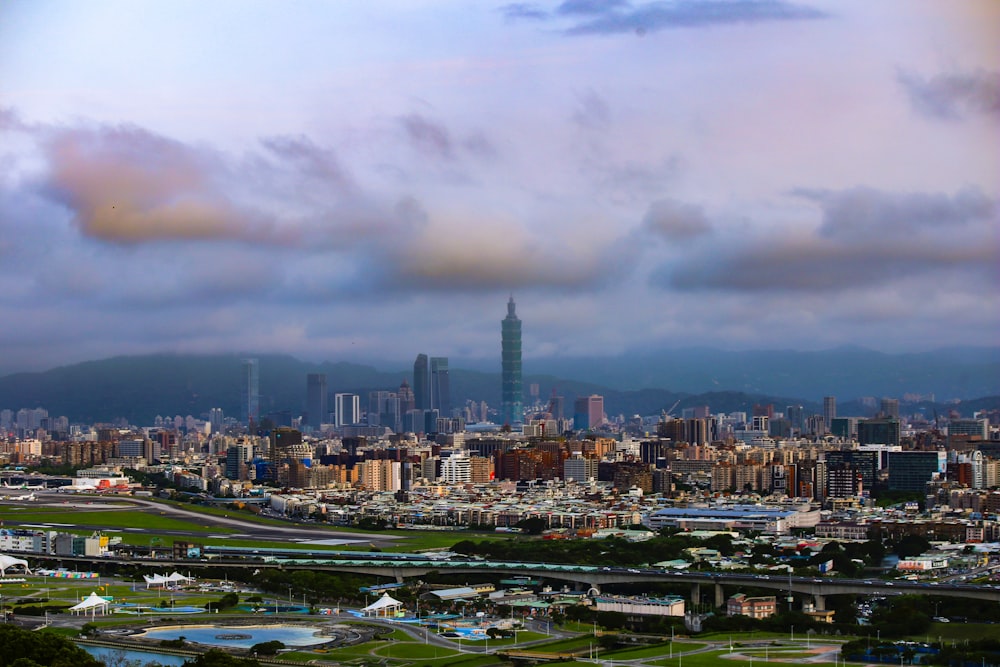 a view of a large city with a lot of tall buildings