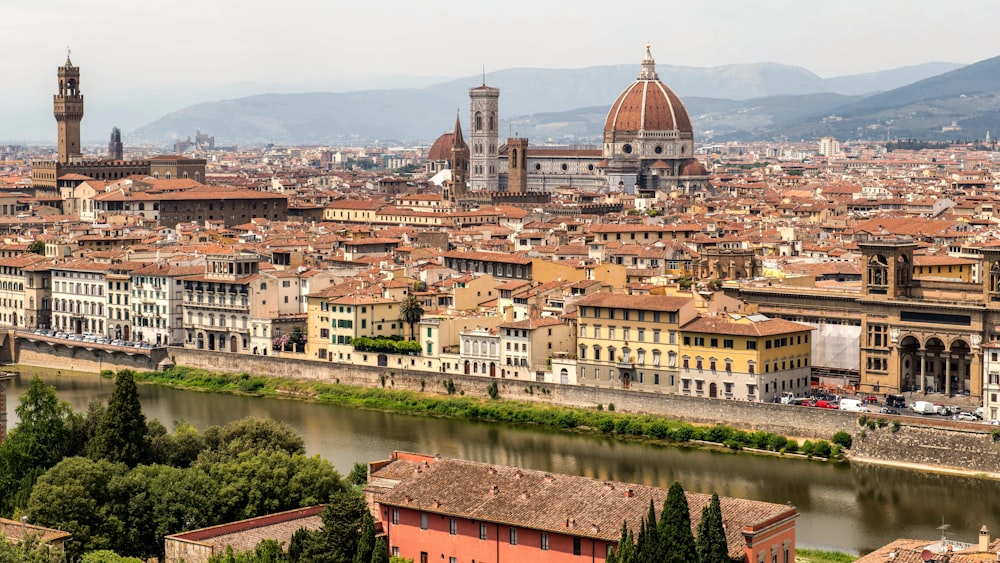 a view of a city with a river running through it