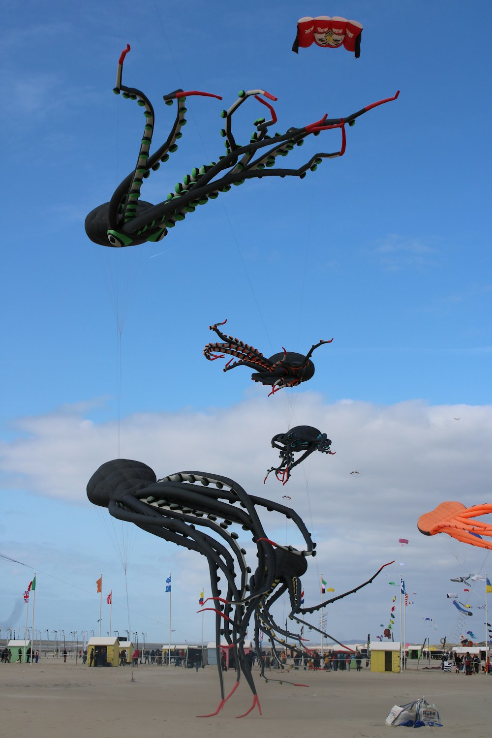 a bunch of kites that are flying in the air