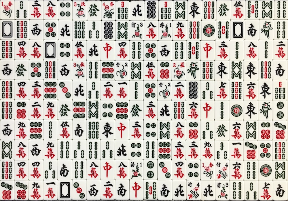 a pattern with asian writing and symbols on it