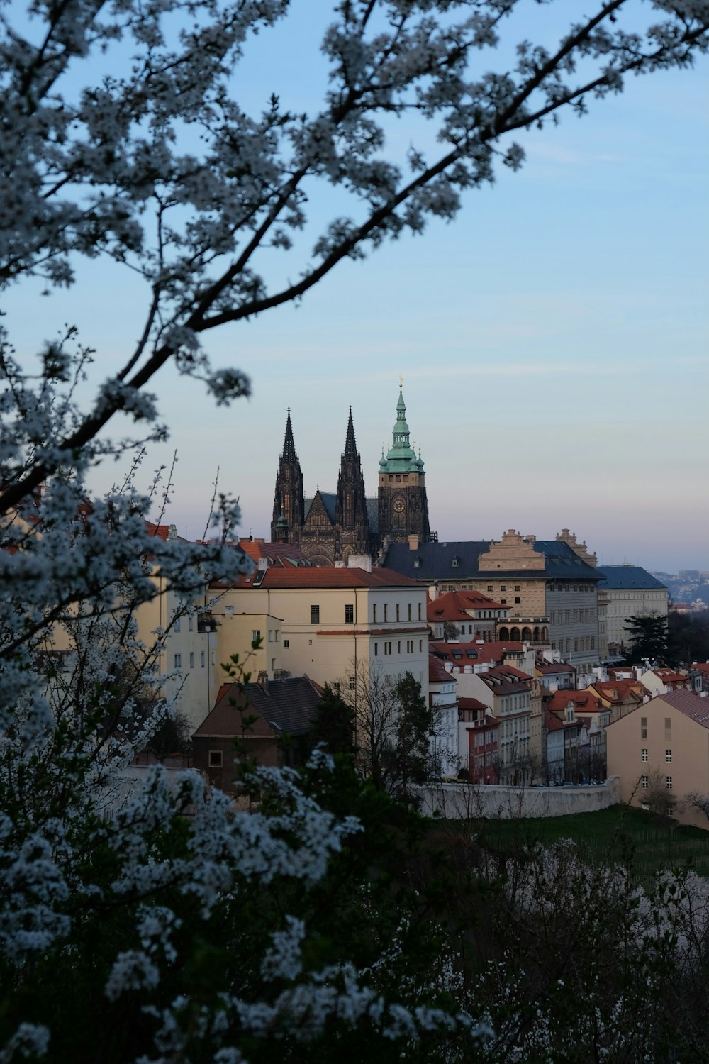 a view of a city from a hill