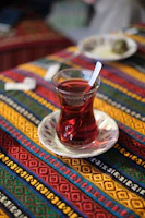 a cup of tea sitting on top of a table