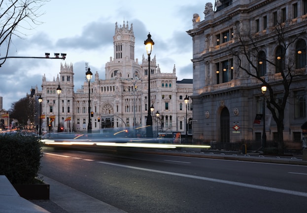 a long exposure shot of a city street