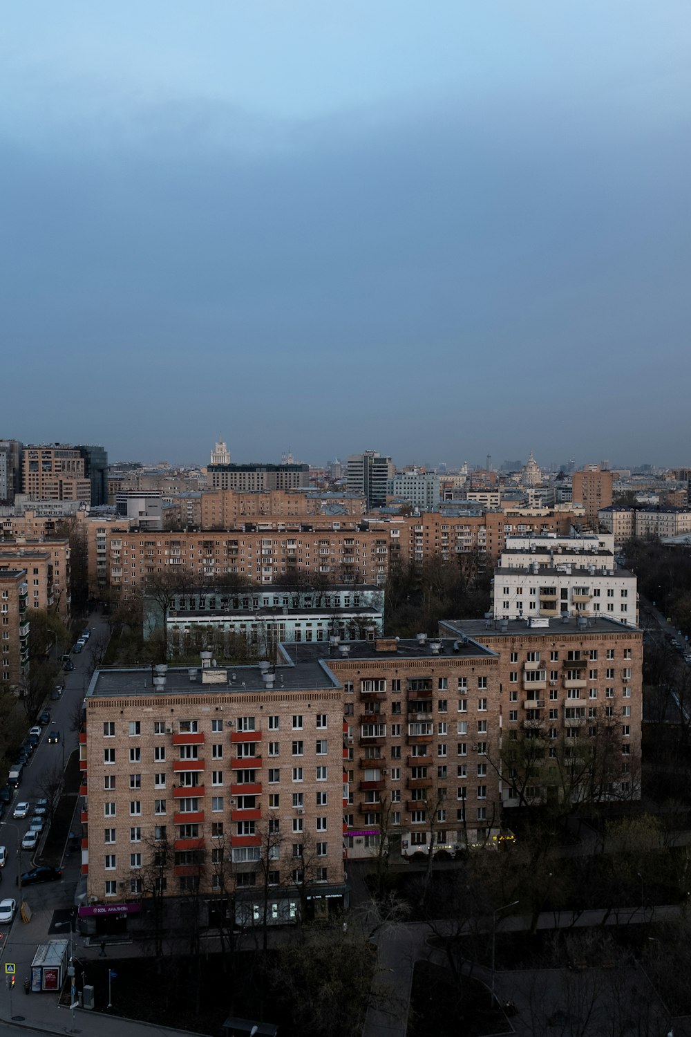 a view of a city from a tall building