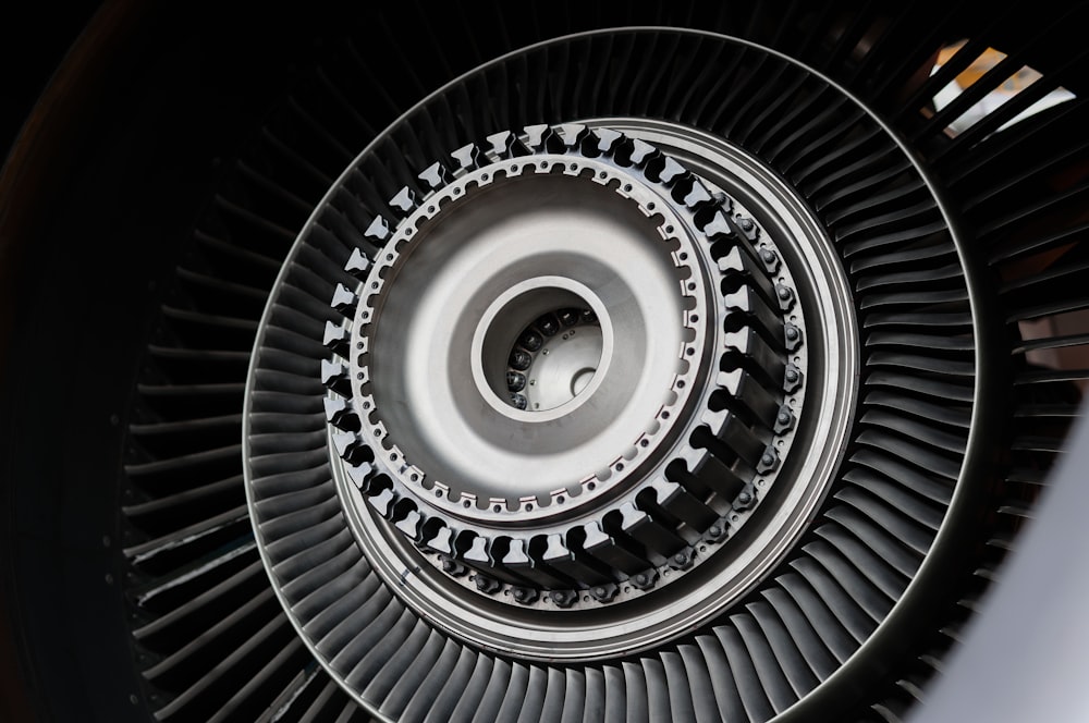 a close up view of a jet engine
