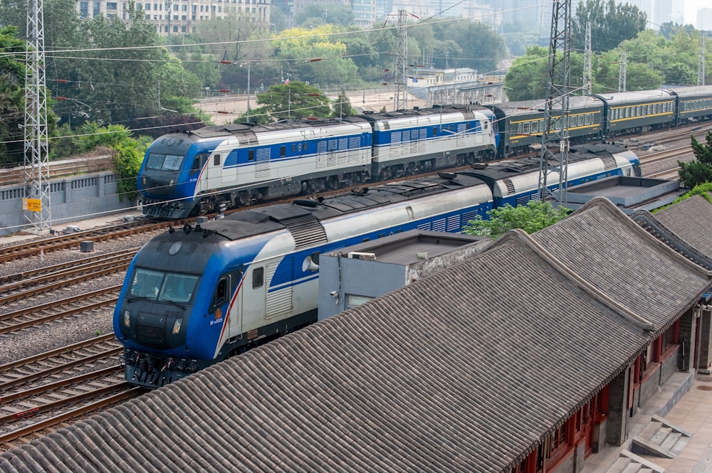 a couple of trains that are on some tracks