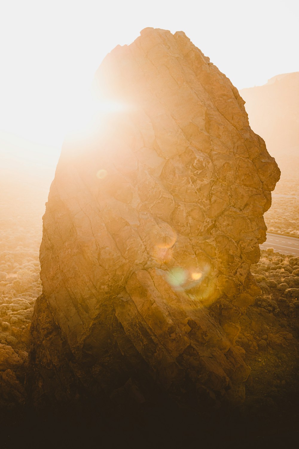 a large rock in the middle of a field