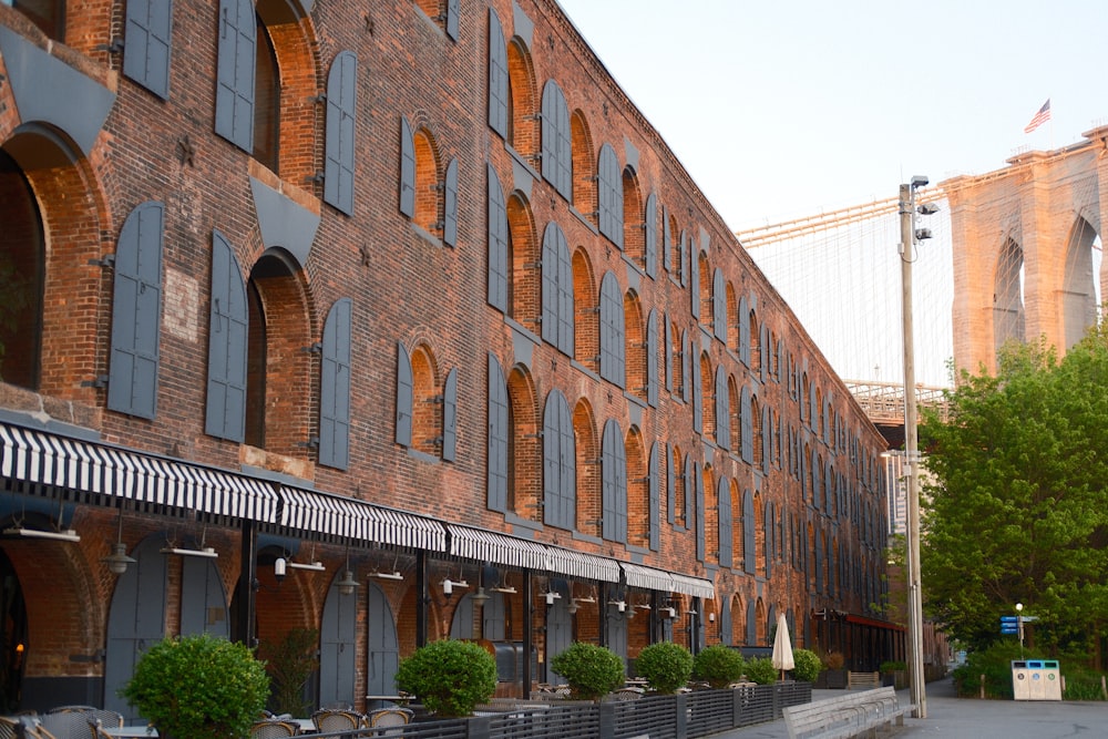 a row of brick buildings on a city street