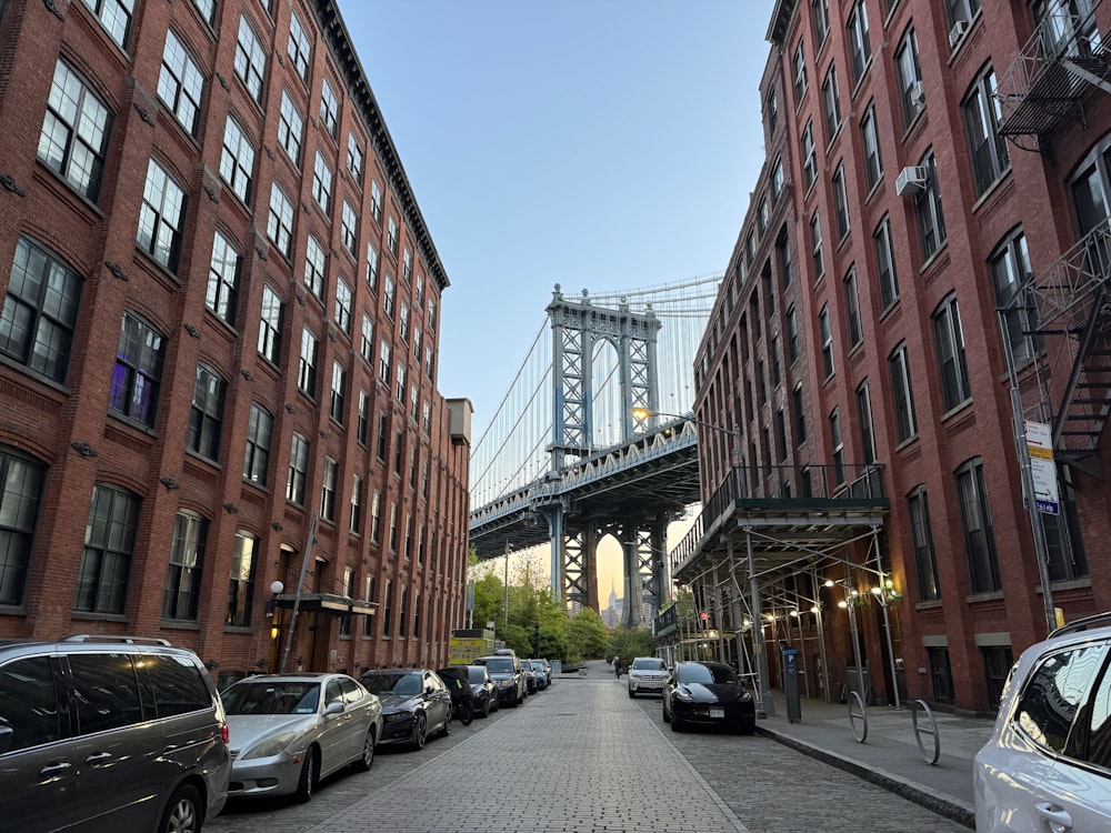 a city street with cars parked on the side of it