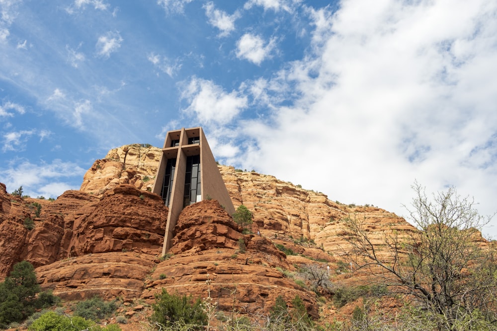 a church built into the side of a mountain