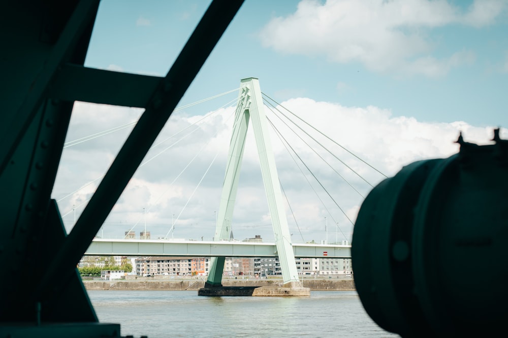 a view of a bridge from inside a vehicle