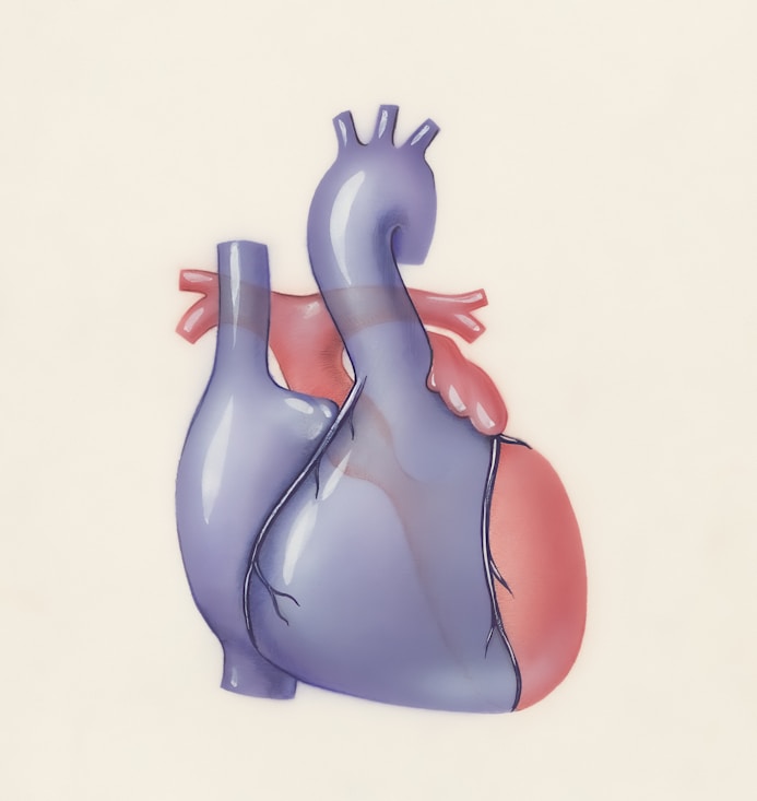 a drawing of a heart with a vein running through it