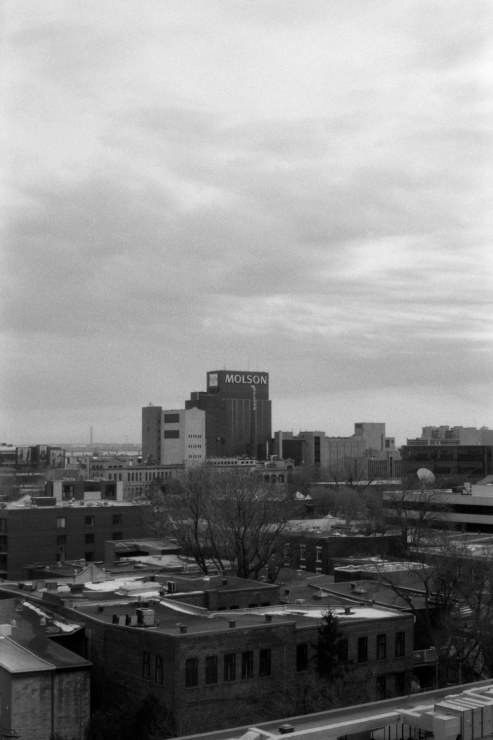 a black and white photo of a city