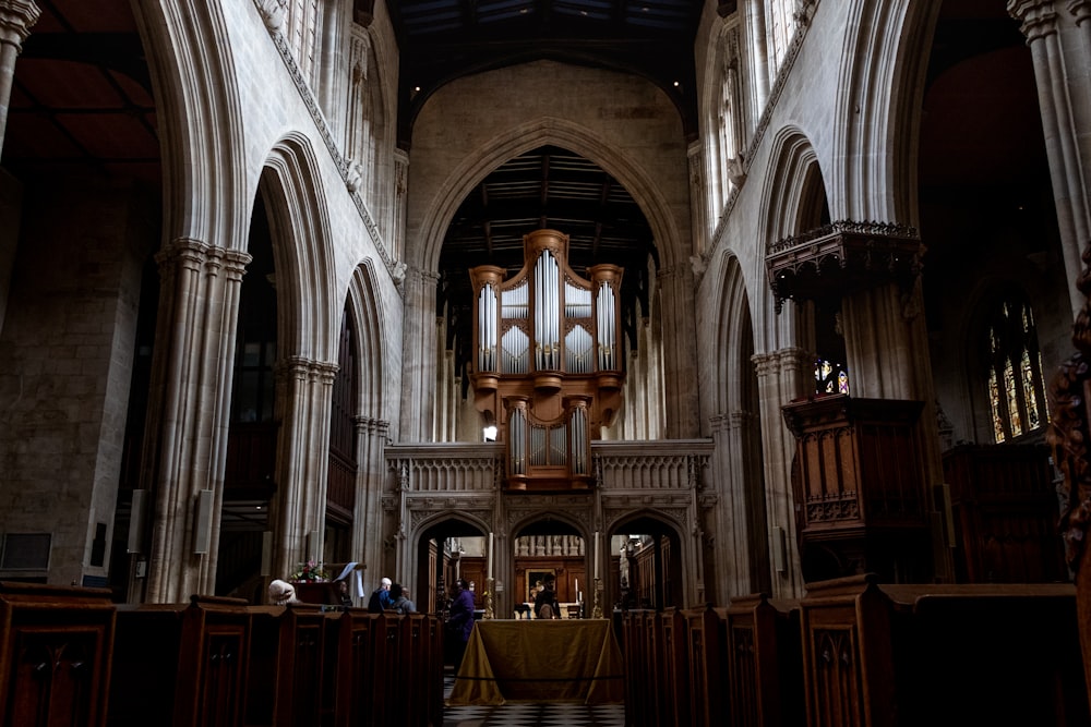 a church with a pipe organ in the middle of it