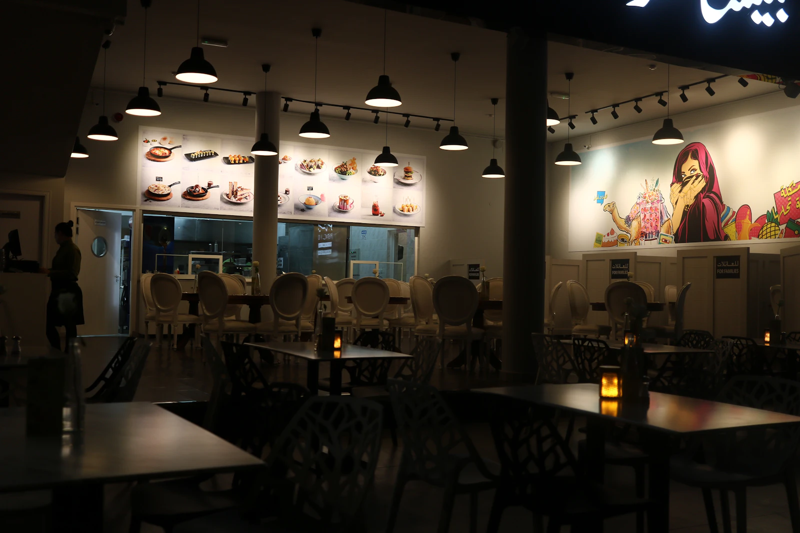 Modern restaurant in Dubai with guests