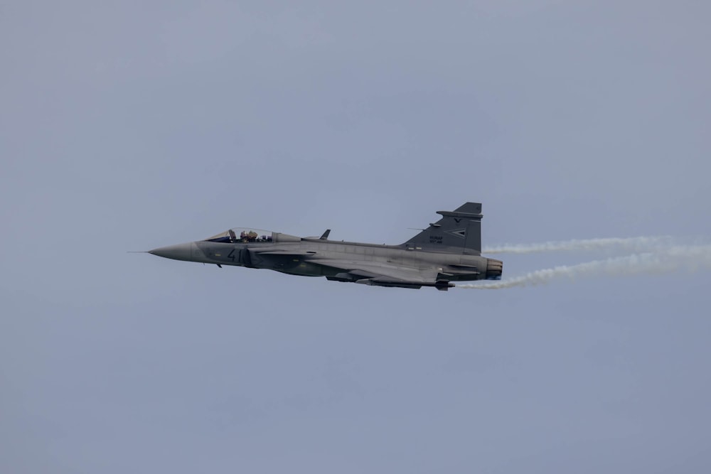 un jet da combattimento che vola attraverso un cielo nuvoloso