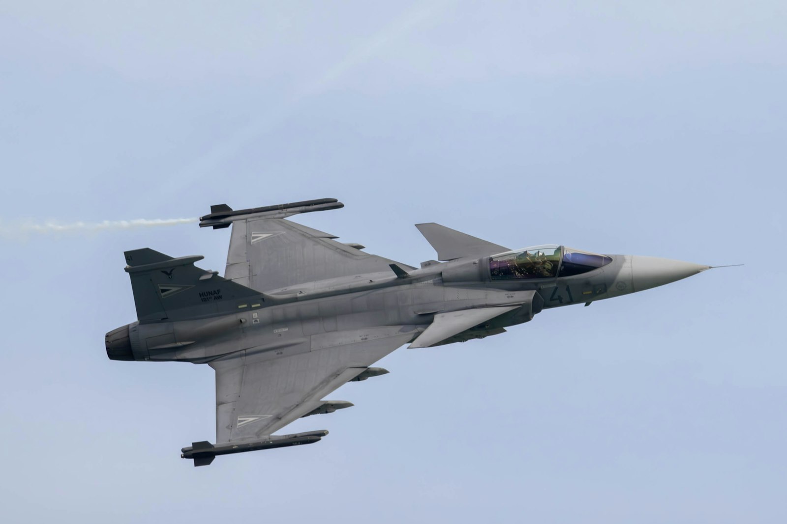 Military fighter jet in flight