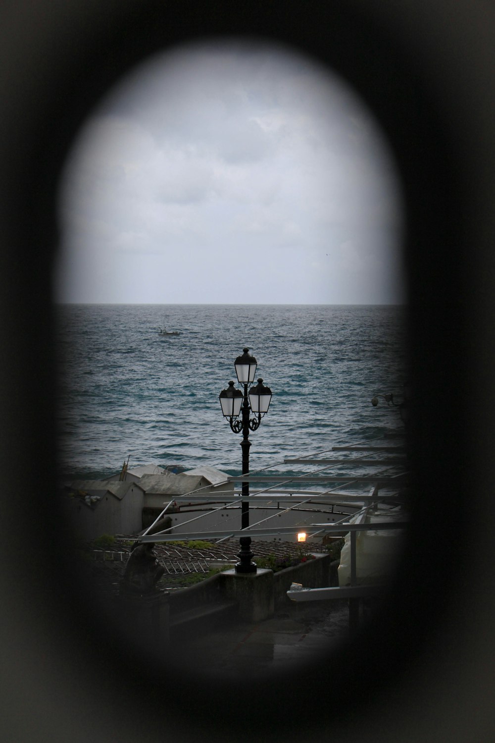 a view of a body of water from a window