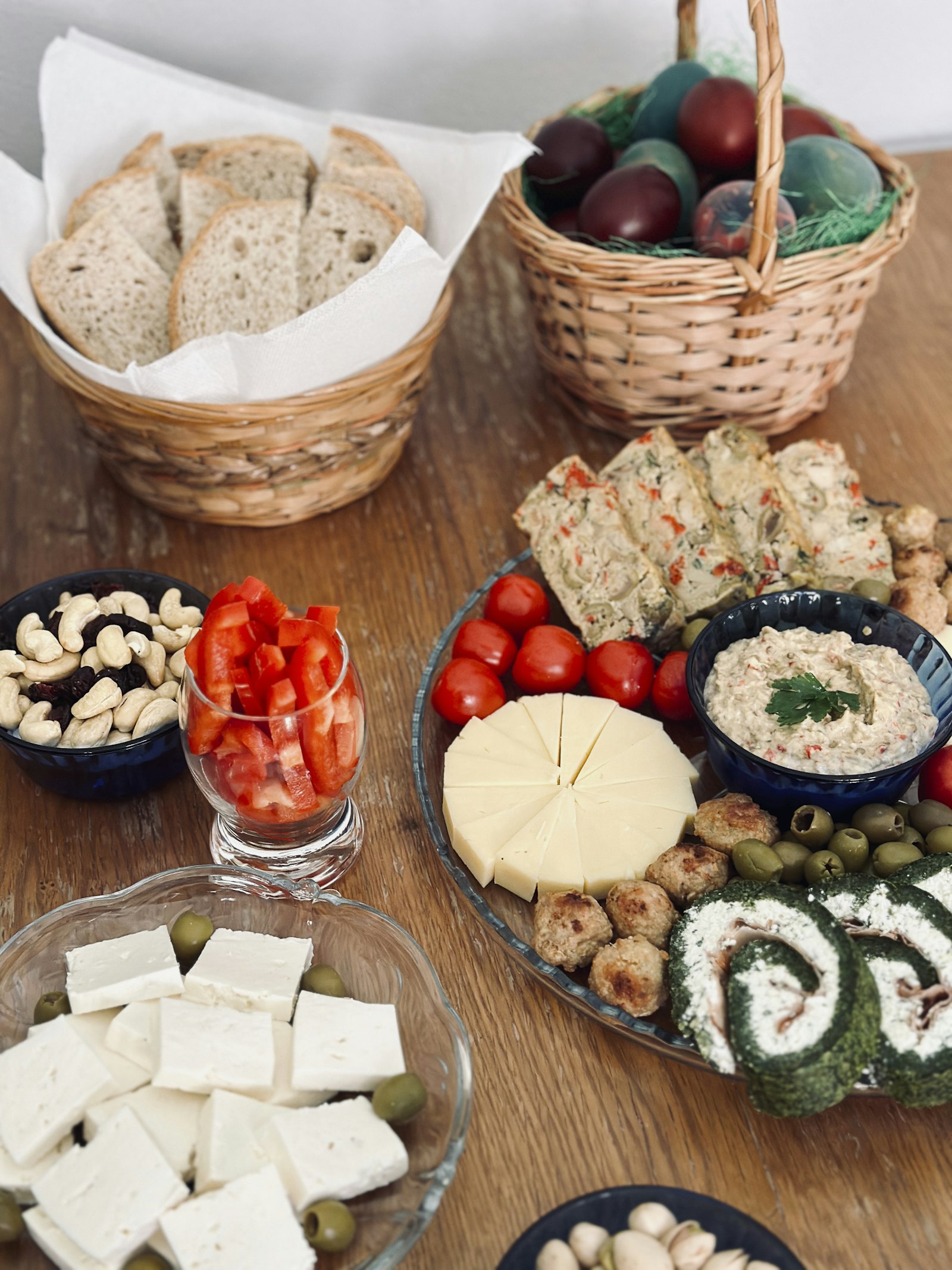 Vegetarian Easter feast spread