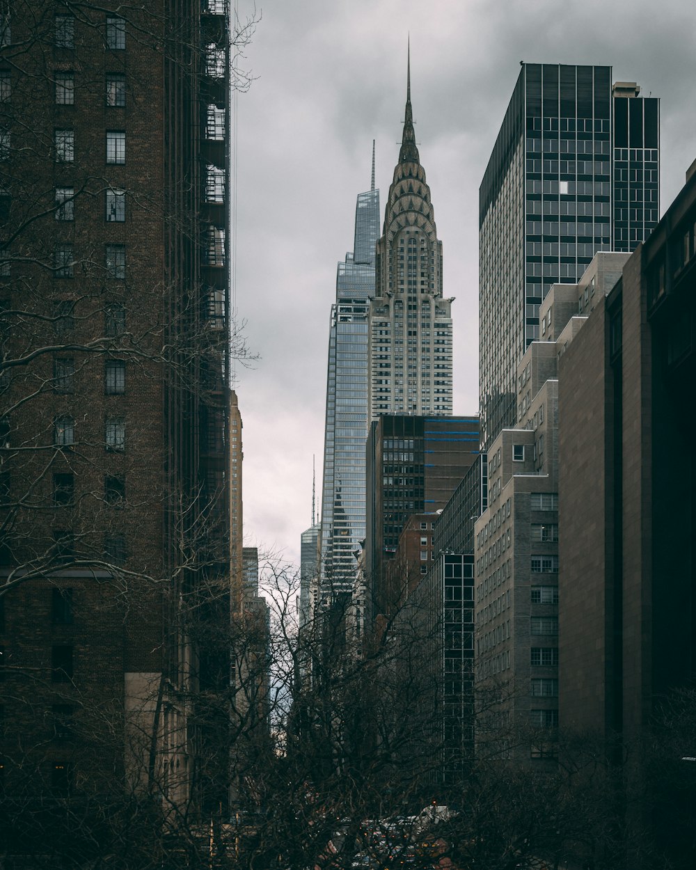 a view of a city with tall buildings