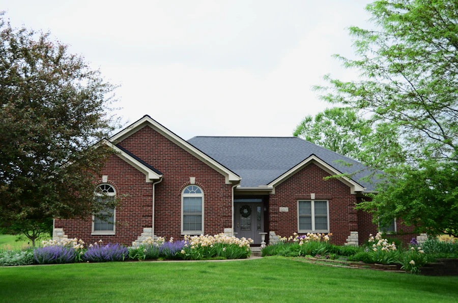 A beautifully landscaped modern home
